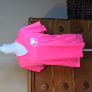 Barbie silhouette Neon PINK V-neck shirt Barbiecore